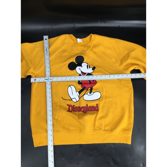 Mickey Mouse Disneyland Sweatshirt Men's Large Yellow Crewneck Pullover - Picture 2 of 10